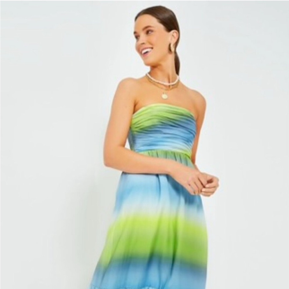 Elegant Ombre Maxi Dress - Blue and Green